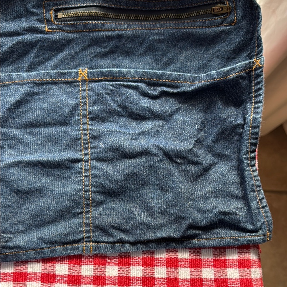 Denim Waist Apron with Brown Strap - Picture 3 of 7
